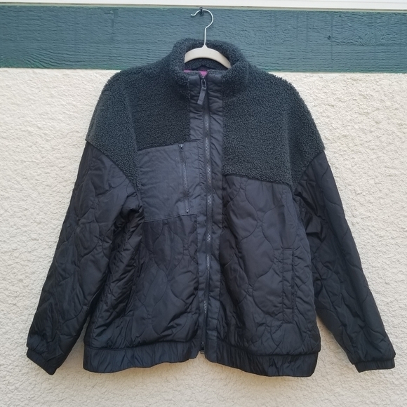 Universal Thread mixed media sherpa quilted nylon jacket green black XXL - Picture 1 of 8